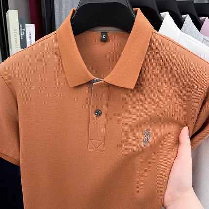 100% pure cotton men's short-sleeved polo shirt, hot-selling summer fashionable horse logo embroidery classic Paul casual T-shirt
