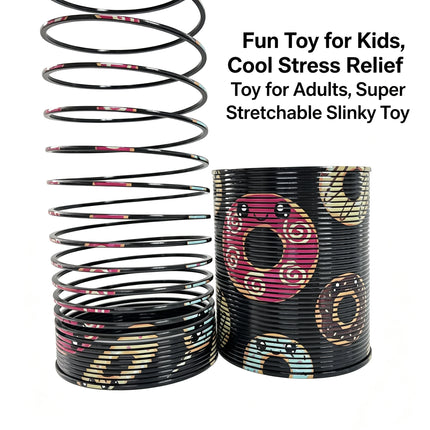 Colorful Black Donut Pattern 3.9 Inch Rainbow Spring Toy Kids Magic Coil Slinky for Motor Skill Development Party Favor