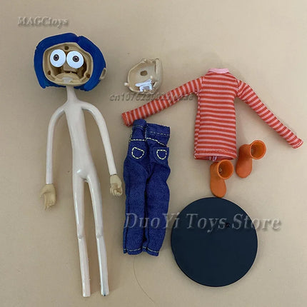 NECA Anime Coraline Doll Articulated Anime Figure Raincoat Sweater In Striped Shirt Toy LA Girl Decoration Model Bithday Gifts