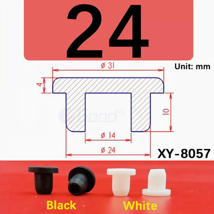 Black T-shaped silicone plug rubber hole cover dust-proof sealing, shock-absorbing foot pad  A-6.8mm~68.6mm