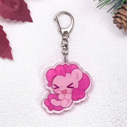 1/5Pcs Cartoon My Little Pony Car Keychain Accessories Acrylic Cute Charms Pendant For Bag Funny Key Holder Backpack Decoration