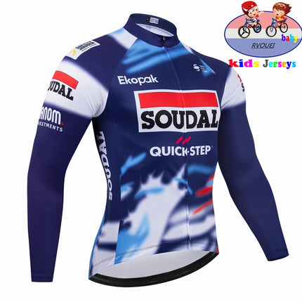 Soudal Quick Step Baby Cycling Clothing Children Long Sleeve Jersey Set Breathable Sportswear Kids Bicycle Maillot Ciclismo