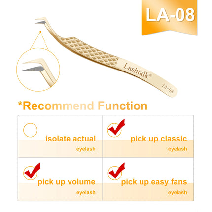Lashtalk Precision Fiber Tip Tweezer Eyelash Extensions Diamond Grip Anti-Slip Premium Gold Stainless Steel Makeup From Nagaraku