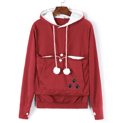Cat Lovers Hoodies Pouch Dog Pet Hoodies For Casual Kangaroo Pet Paw Pullovers Cuddle Pouch Sweatshirt Pocket Animal Ear Hooded