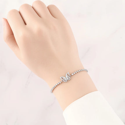 Original 925 Sterling Silver Butterfly Bracelet Zirconia Tennis Ball Women Fashion Simple Engagement Wedding Charm Jewelry Gift