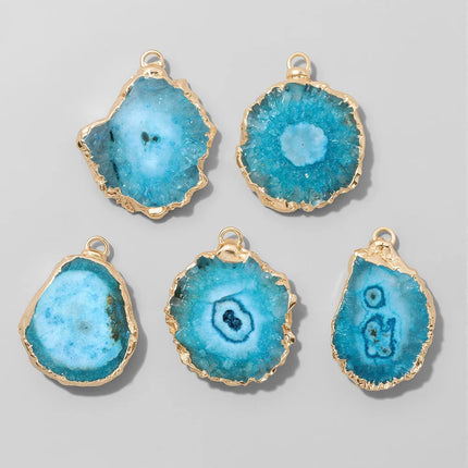Fashion Irreguar Druzy Agat Pendant Natural Quartz Connector Charms For Jewelry Making  Necklace Bracelet Earrings DIY 2pcs/lot
