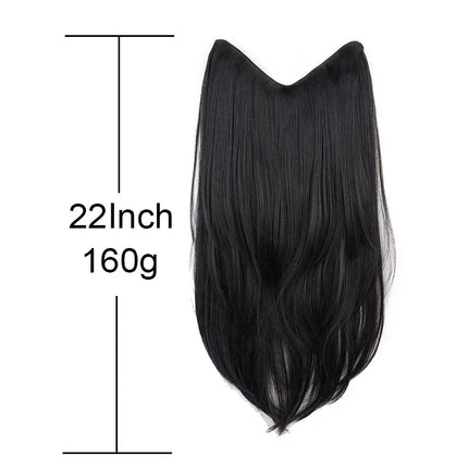 22Inch Synthetic Long Micro Curly Layered Hair Extension Patch Natural Looking Invisible One Piece Wig for Women