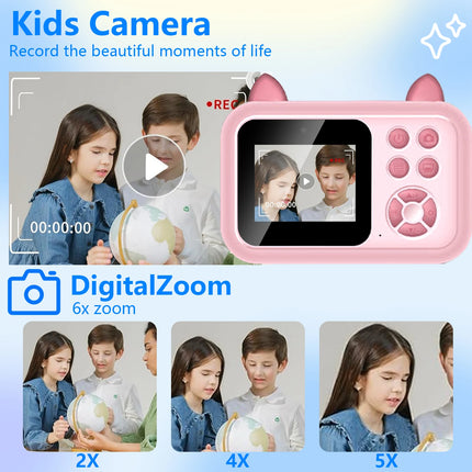 Kids Camera Instant Print Photo, Portable Thermal Printing Camera Toy with HD Digital Video, for 3-12 Years Old Boys Girls
