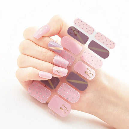 UV Semi-Cured Gel Nail Wraps Stickers Strips French Long Lasting Full Cover LED Gel Semi Cured Nail Sliders For Nail Extension