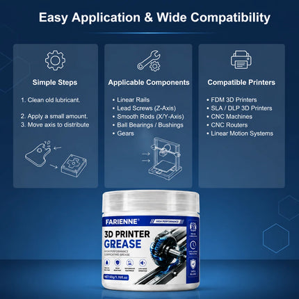 3D Printer Ultimate Lithium Grease | For Lead Screws & Linear Rails, Less Noise & Friction, Anti-Abrasion Smooth Printing