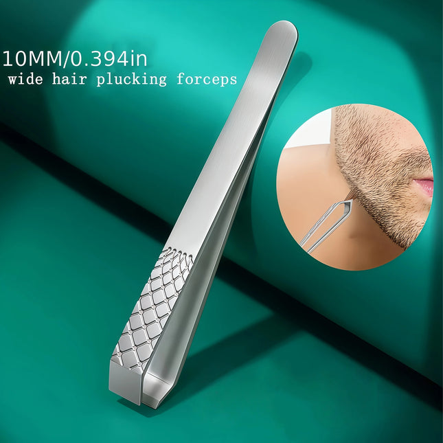 10mm Wide-Opening Stainless Steel Hair Remover and Epilator - Ergonomic Handle Precision Large Opening for Men and Women