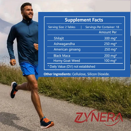 Tabletas azules Shilajit Ashwagandha & Black Maca tabletas de resistencia Estamina y Energía Vegano | Envío discreto