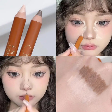 Double-ended Contouring Pen Makeup Facial Sculpting Shadow Sculpting Contour Nose Natural Shading Stick 3D Highlighter Penc M3Y7