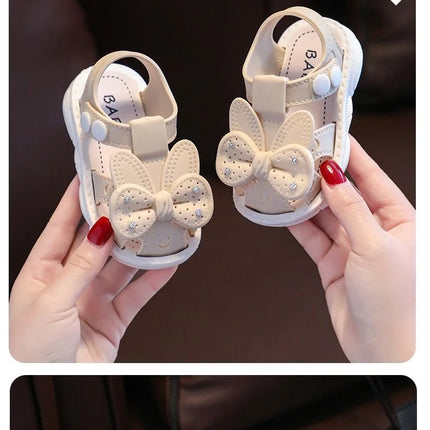 Solid Bow Children's Summer Shoes Cute PVC Beach Non Slip Sandals For Baby Girls Footwear Soft Infant Kids Fashion Sandals