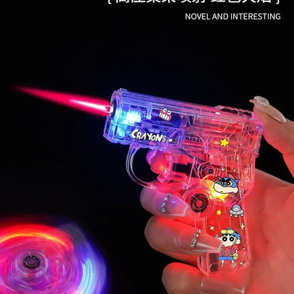 2025 New Creative Luminous Transparent Gyroscope Lighter 2-in-1 Folding Rotating Decompression Windproof Lighter Men's Gift
