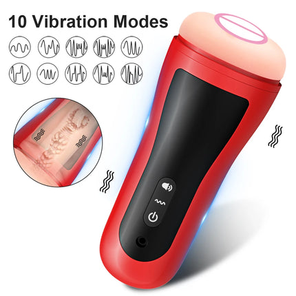 Male Masturbator Automatic Vibration Vagina Blowjob Machine Soft Pussy Penis Pump Masturbation Cup Sex Toys for Men Sex Machine