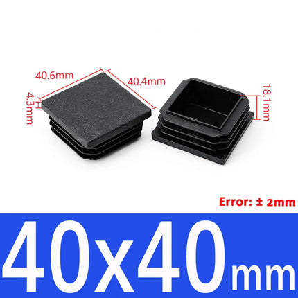 Black Plastic Square Oblong Pipe Plug 13x13mm~100x100mm Insert Table Chair Furniture Foot Cover Anti Slip Blanking End Cap