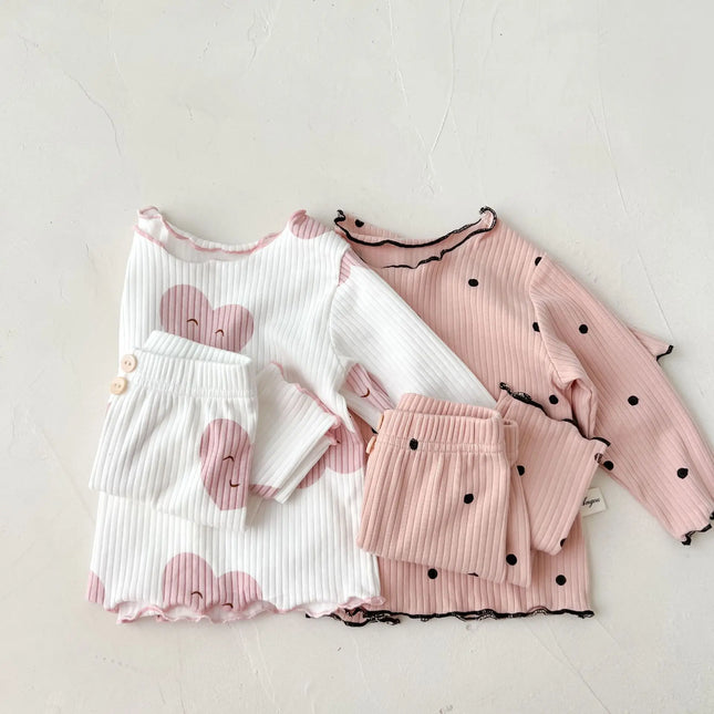 2pcs Spring and Autumn Newborn Infant Baby Girls Suit Cartoon Long Sleeved Thread Cotton Kids Fashion Baby Clothing