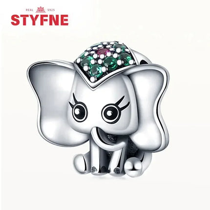 Silver 925 Gold Pyramid Mummy Double Charm Elephant Beads Fit Original Bracelet DIY Fine Jewelry Accessories for Women Gifts