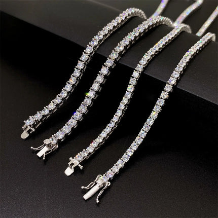 New D VVS1 Moissanite Tennis Necklace 3/4/5/mm for Women Luxury Exquisite 925 Sterling Silver Jewelry Simulated Diamond Gifts