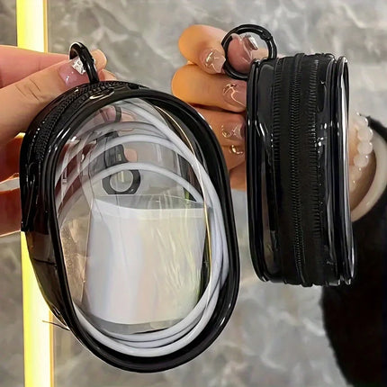 New Portable Clear Figure Display Keyring Bag Waterproof PVC Oval Hanging Blind Box Storage Bags Keychain Organizer Case
