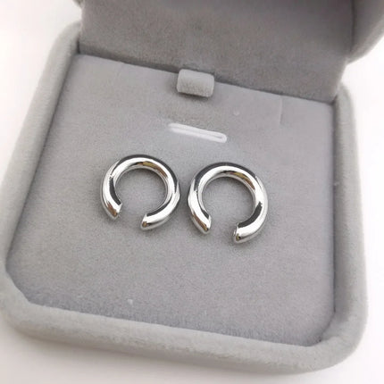 Fake Piercing Double Layer Circle Ear Cuff Faux Earrings for Women Personality Vintage Stainless Steel Ear Clips Party Jewelry