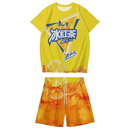 Funny Ice Tea or All Set Good Best Friend Casual Sports Cool Trendy Set Youth Summer T-shirt or Shorts Chinese Made