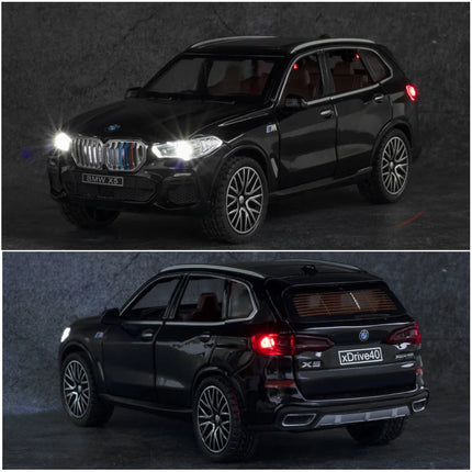 1:32 BMW X5 SUV Alloy Car Diecast Model Sound & Light Pull Back Toy Car Central Control Ornaments Trendy Display Ornament Toy