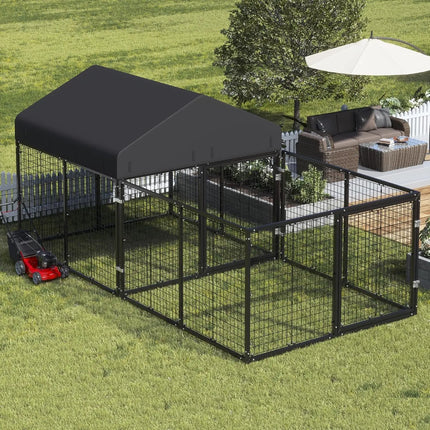 Anti-Rust Roof Lockable Outdoor Dog Kennel Cage for Small & Medium Dogs All Weather , Custom