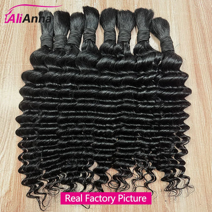 Deep Wave Boho Braids Human Hair Bulk 50g/100g 100% Human Hair Braiding Hair Extensions No Weft Brazilian Curly Braiding Hair
