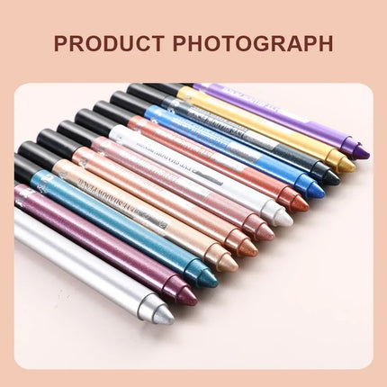 12Colors Glitter Eyeshadow Pen Long Lasting Matte Eye Shadow Palette Shiny Highlighter Silver Purple Eyeliner Pencil Cosmetics