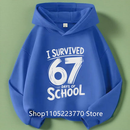 Spring And Autumn Single Casual Fashion Christmas #67 Boys Black Hoodie, Six Seven, Hand Support 67 Cartoon Print Pattern