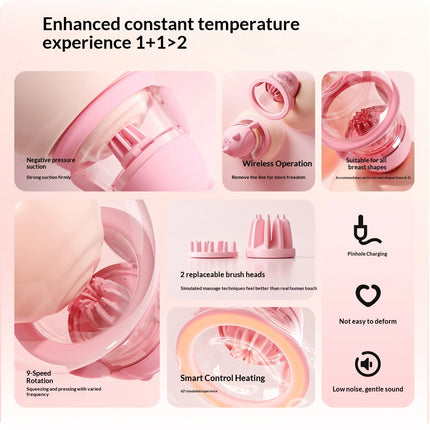 Negative Pressure Suction Nipple Stimulator Female Nipple Vibrator with Rotating Stimulation Smart Heating Nipple Vibrator