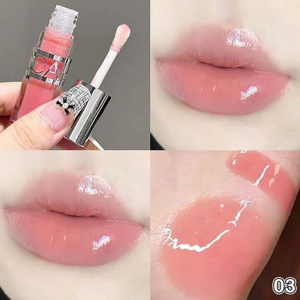 Cappuvini Peach Jelly Water Light Glass Gloss Lip Gloss Lasting Non-stick Waterproof Lip Plumping Moisturizing Lipgloss Makeup