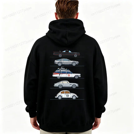 Retro Movie Car Graphic Men's Hooded Hoodies Fleece Hoody Automotive Enthusiast Gift Casual Tracksuits Tops Men Streetwear