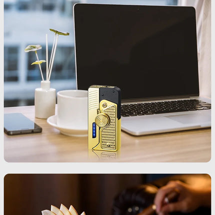 Metal Gas Electric Dual-purpose Folding Lighter Windproof Jet Dual Arc USB Folding Gun Portable Lighter Fashionable Men's Gift