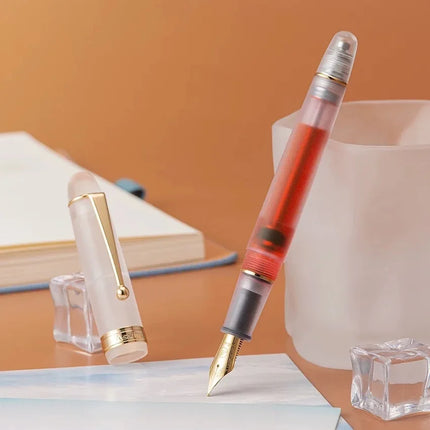 Asvine V126 Fountain Pen Vacuum Acrylic Filling EF/F/M Nib Beautiful Transparent/ Brown Matte White Writing Gift Set Stationery