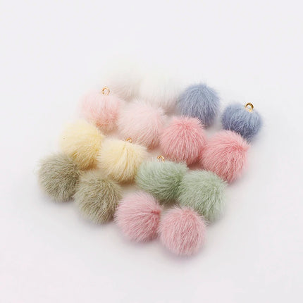 10pcs Plush Fur Covered Ball Beads Charms DIY Pompom Beads Pendant for Necklace Earring Bracelet Jewelry Making Supplies Finding