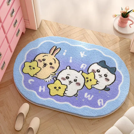 Kawaii Chiikawa Cute Rug Plush Floor Mat Bathroom Non-Slip Carpet Car Cushion Soft Living Room Decor Usagi Hachiware Gift Toy