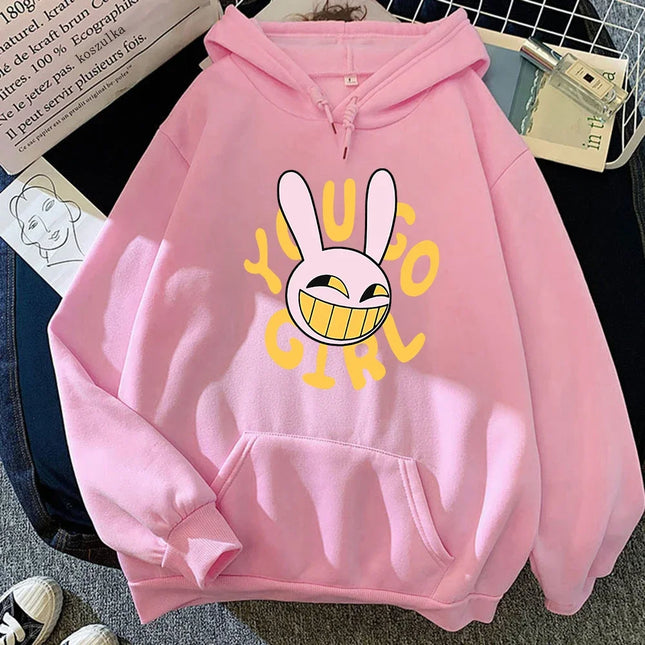 2025 Cartoon Vintage Pullover Sweatshirt YOU GO GIRL Digital Circus Jax Hoodie Fashion Women Harajuku Funny Cute Rabbit Hoodie