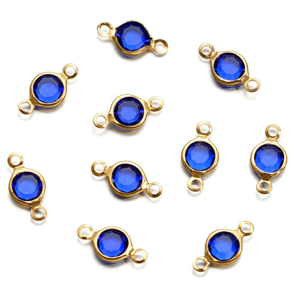 10pcs/lot Stainless Steel Crystal Round Double Ring Pendants for DIY Bracelet Necklace Beads Jewelry Making Accessories