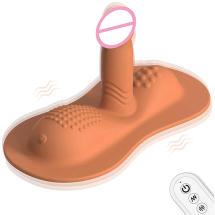 Cushion Style Female Dildo Vibrator Remote Control 10 Modes Clitoral Anal G-Spot Stimulator Female Masturbator Sex Toy for Woman