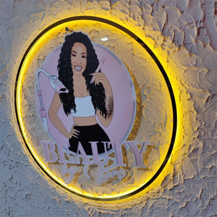 Custom LED Acrylic Signs Can UV Print Business Logo Beauty Nails Salon Hair Studio Signage Company Office Name Led Neon Signs
