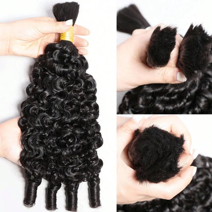 Nneka Burmese Curly Bulk Human Hair Extension With Spail Ends Boho Braiding No Weft Bundles Virgin Hair 15A 1/2/3/4 PCS 10-30in
