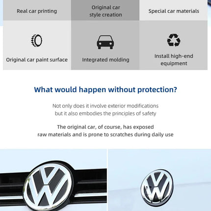 2pcs Emblem Front Grille Rear Trunk Sticker Badge Decals For VW Polo Golf MK6 MK7 MK8 Passat B6 B7 B8 Tiguan CC T-ROC Arteon
