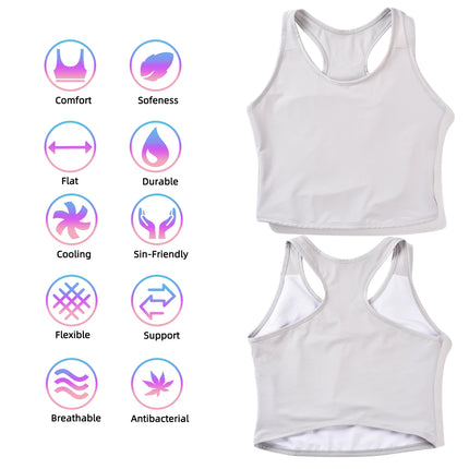 XUJI Transgender FTM Breathable Half Chest Binder Tank Top