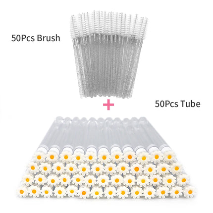 10/50Pcs Eyelash Brush Tubes With Crystal Lash Mascara Wands Eyebrow Comb Spoolies Container Lash Brush Applicators Makeup Tools