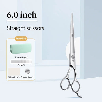 Fenice  Professional Home Pets Grooming Set 6//6.5/7/7.5 Inch Bearing Screw Straight Curved Thinning Chunker Shears for Dogs/Cat