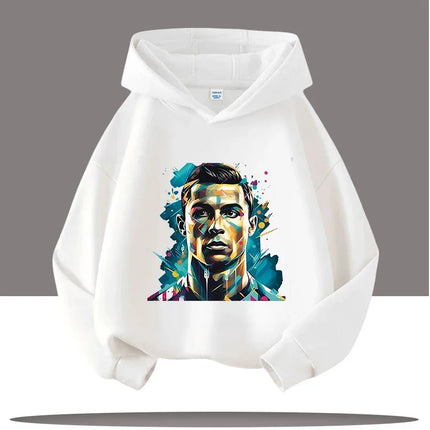 Autumn Cartoon CR7 Ronaldo Print Children's Hoodies Long Sleeve Sweatshirt Boy Football Star Casual Kid Warm Pullover Clothing