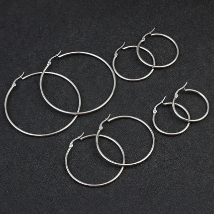 Hoop Earrings Small Big Circle Women Exaggerated Hoop Ear Loop Smooth Ring Round Earring Stainless Steel Jewelry Wholesale